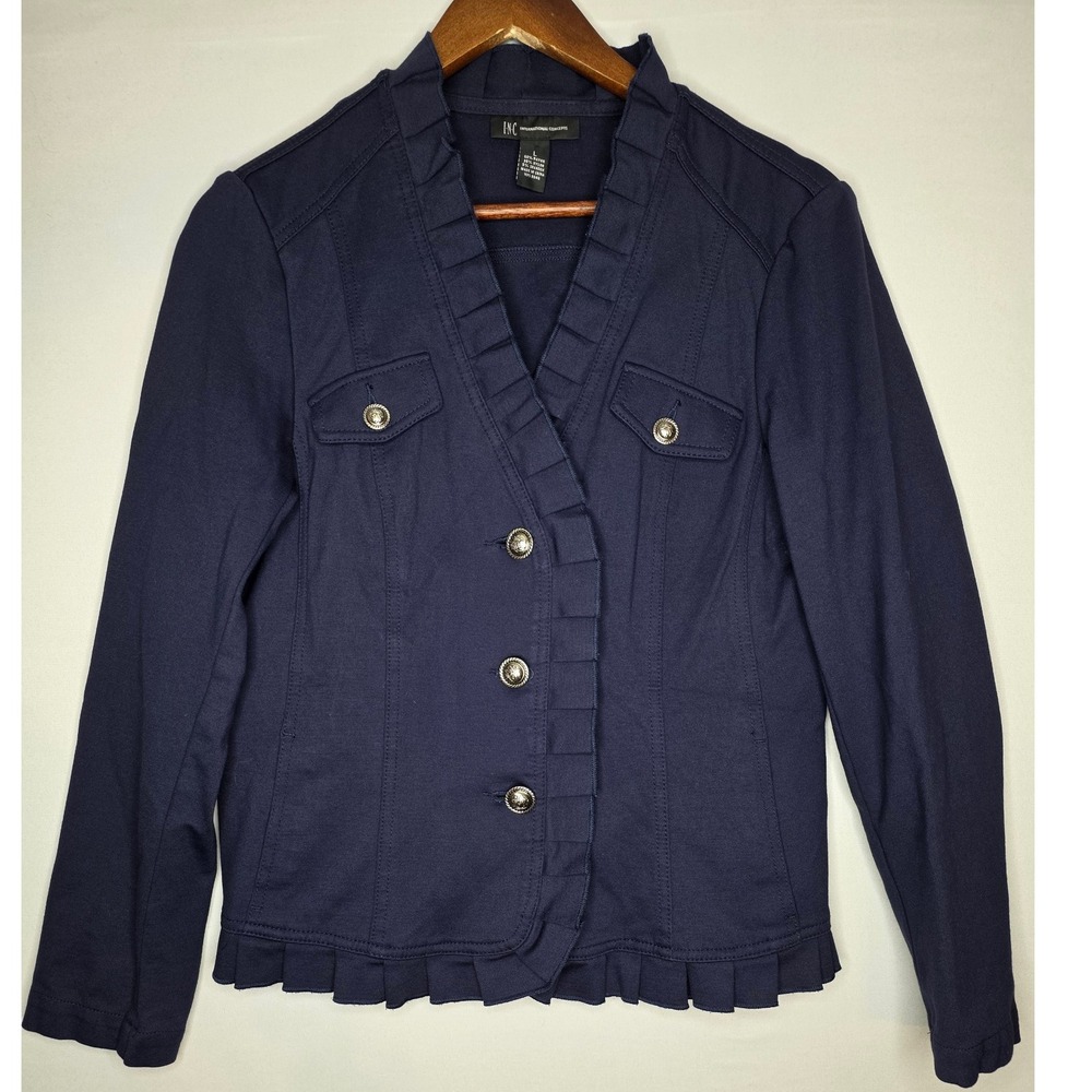 International Concepts Military Style Large Navy Blue Jacket Blazer Career